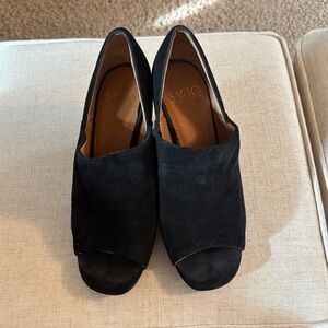 Franco Sarto Black Suede Mules for Women Size 9M
